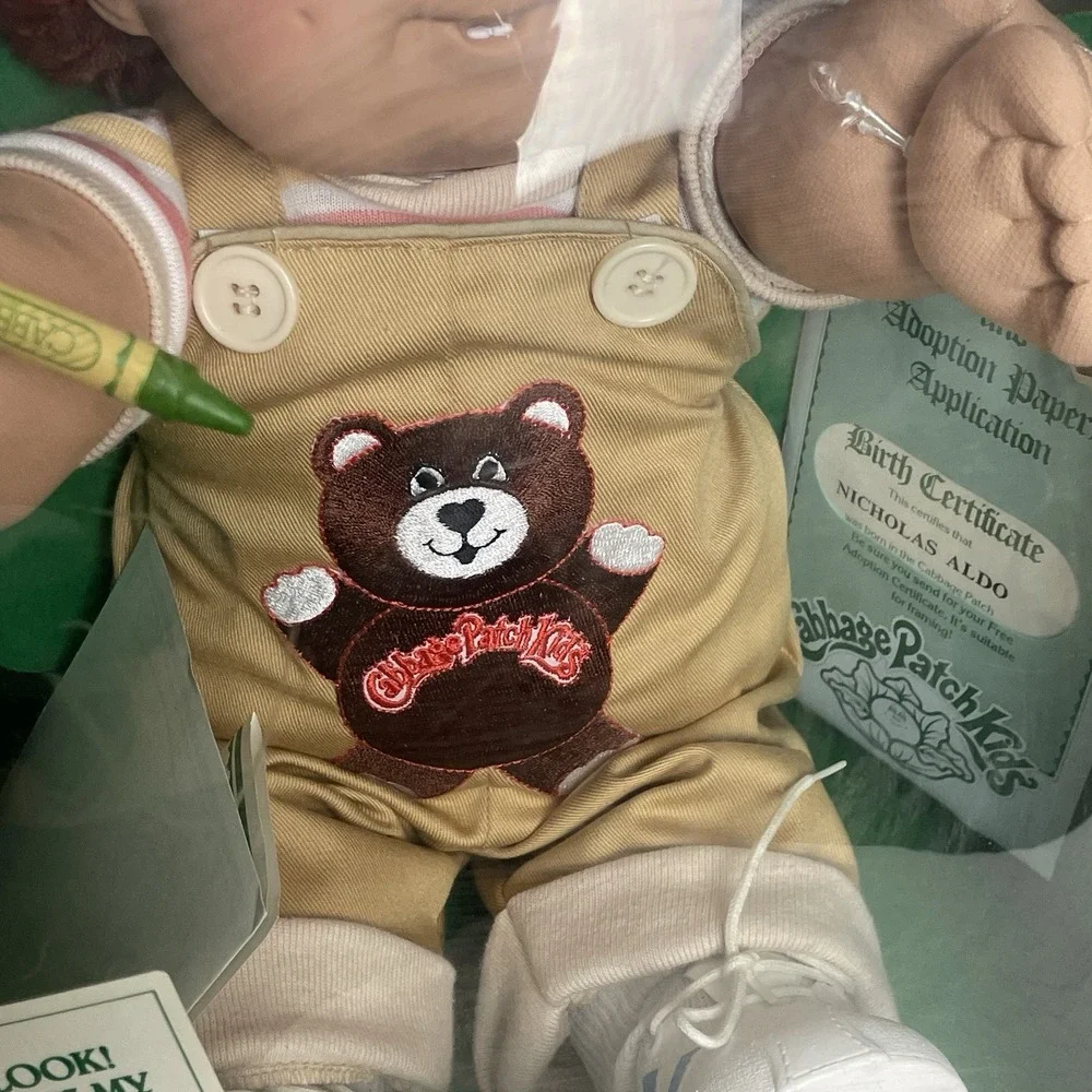 Vintage‎ 1984 Coleco Cabbage Patch Kids Boy Doll with Teeth Glasses Holds Crayon